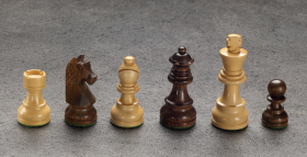 Hersteller-Abbildung des Produkts: Schachfiguren in Akazie/Buchsbaum, Königshöhe 75 mm,  Klassischer Staunton, gewichtet